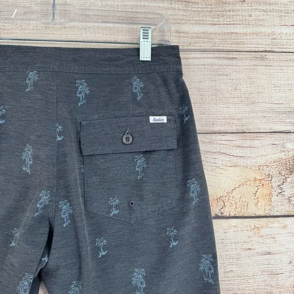 Katin Tropical Print Board Shorts Men's Size‎ 29 Gray/Blue Tie Closure